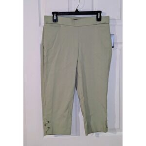 Counterparts Green Capri Pants Super Stretch Pull On‎ Ankle Detail 10P NWT